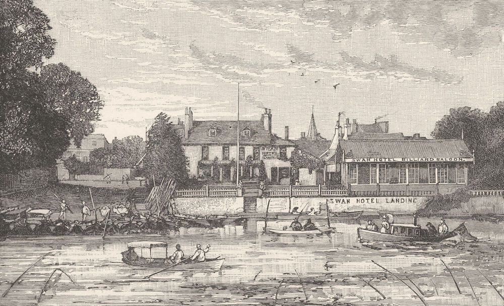 SURREY. The Swan, Thames Ditton 1901 old antique vintage print picture